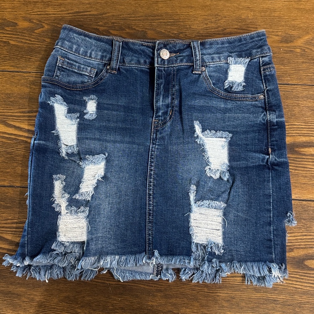 Forever 21 Distressed Blue Denim Mini Skirt size 26